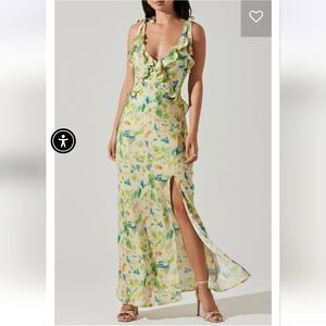 Astr The Label Yellow Floral Ruffle Maxi Dress